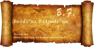 Belász Filoména névjegykártya